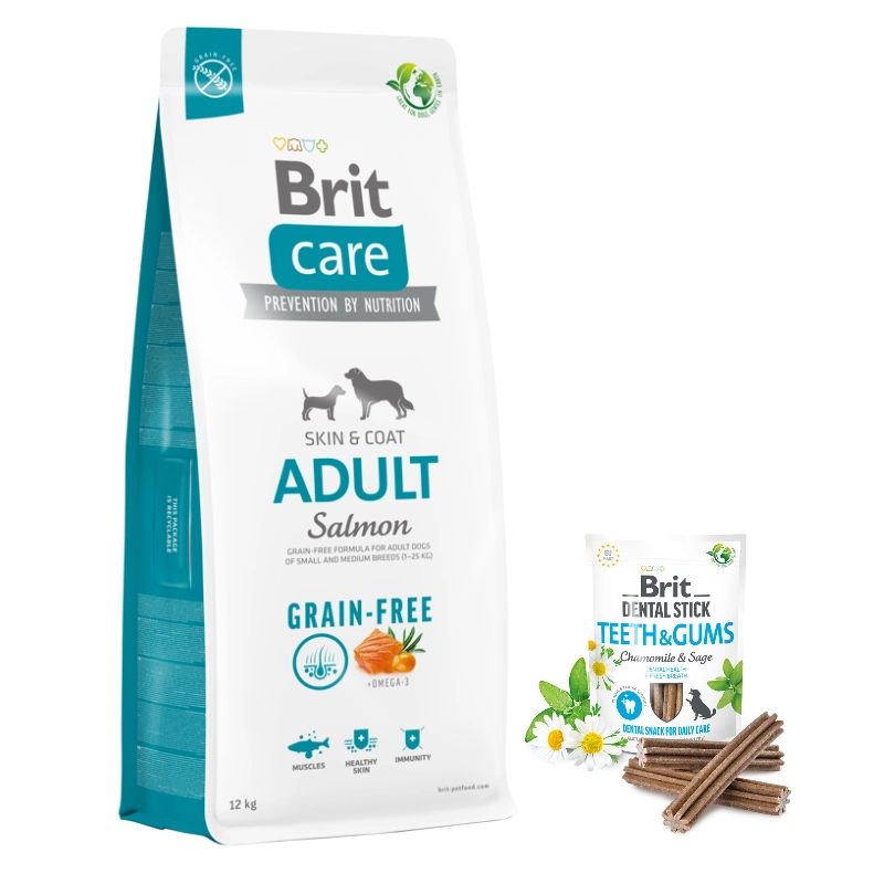 BRIT-CARE-Grain-free-Adult-Salmon-12kg-BRIT-CARE-Dog-Dental-Stick-Teeth-Gum