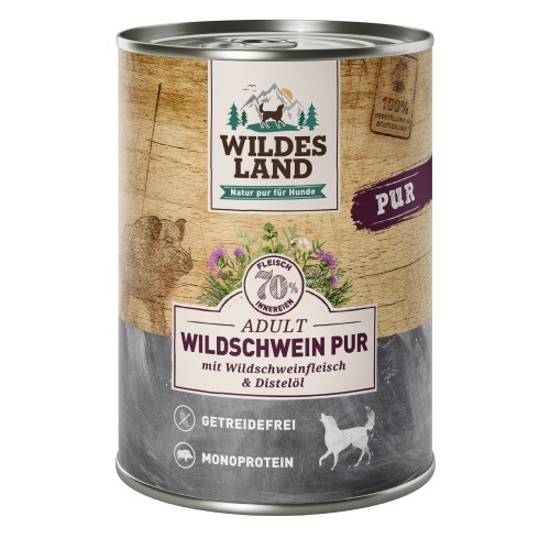 WL Dog Can - PURE - Wild Boar with Safflower Oil - 6 x 400 g