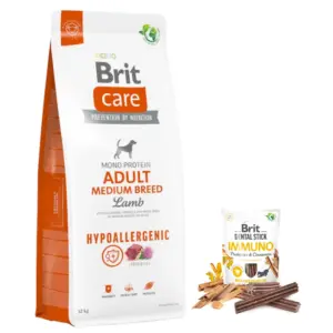 Brit Care - Dog - Hypoallergenic Adult Medium Breed - 12 kg + gratis dentalstick