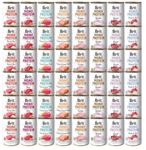 Brit Mono proteine probeerpakket 48x400gram alle 8 smaken