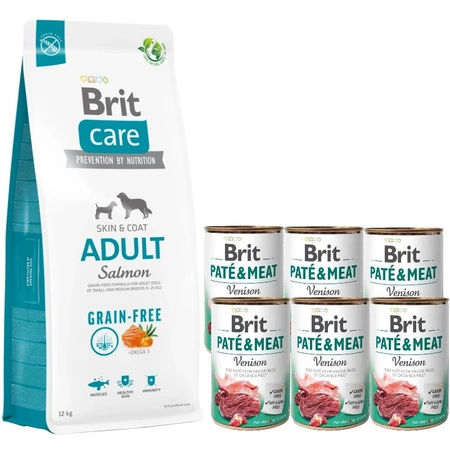 Brit Care - Dog - Grain-free Adult - 12 kg + 6 blikken Brit venison 400 gram