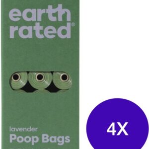 Combideal - Earth Rated Eco Poepzakjes Lavendel 21 x 15 zakjes - 4 Stuks (1260 Stuks Totaal) - Voordeelverpakking