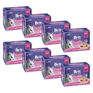 Brit premium kat voordeelpakket Fillets in Jelly Family Plate 12x85g (8 boxes)