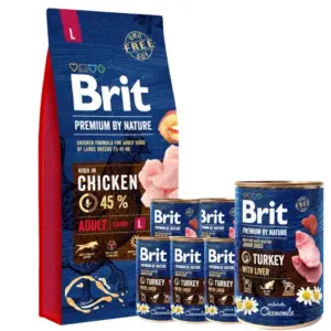 Brit Premium by nature Adult Large 15 kg met 6x400 blikvoeding