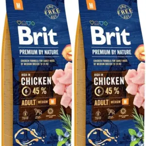 Brit Premium by nature Adult M 2x15kg voordeelbundel (€34 per zak)