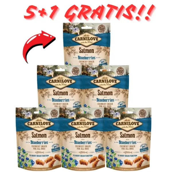 Carnilove Crunchy Snack Salmon with Blueberries 200 g 5+1 gratis