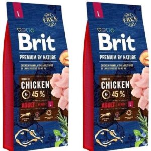 Brit Premium by nature Adult Large – 2x15 kg voordeelbundel (€34 per zak)