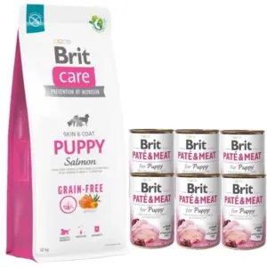 Brit Care - Dog - Grain-free Puppy - 12 kg + 6 blikken puppy natvoer