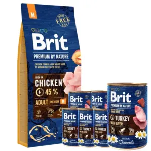 Brit Premium by nature Adult Medium 15kg met 6x400 blikvoeding