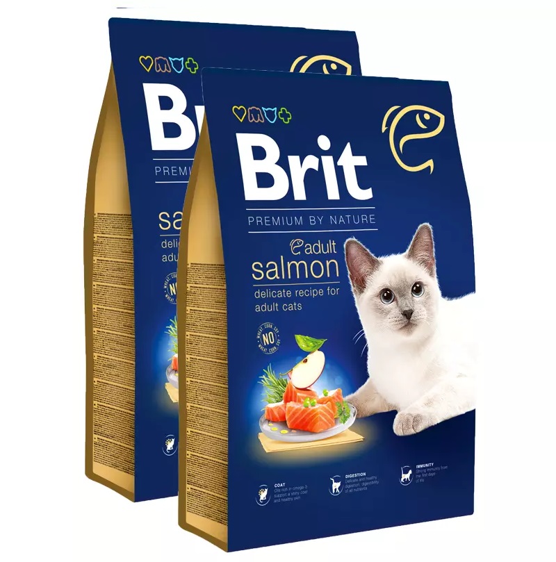 Brit Premium by Nature Cat - Adult Salmon 2×8 kg voordeelbundel (35,50€ per zak)