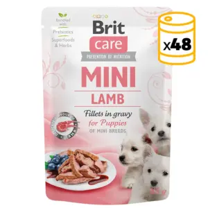 Brit Care Mini Puppy Lamb fillets in gravy 48x85gram voordeelbundel (1,25 per zakje)