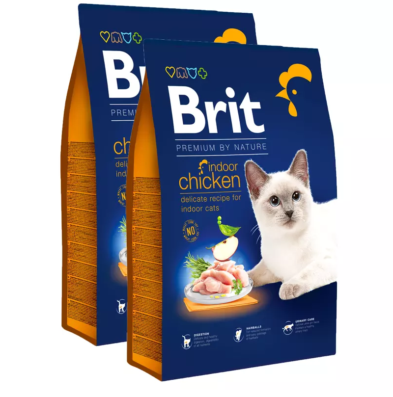 Brit Premium by Nature Cat - Indoor Chicken 2x8 kg voordeelbundel (35,50€ per zak)