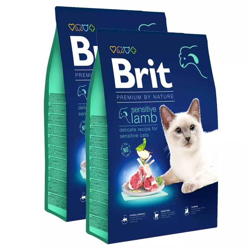 Brit Premium by Nature Cat - Sensitive Lamb 2×8 kg voordeelbundel (35,50€ per zak)