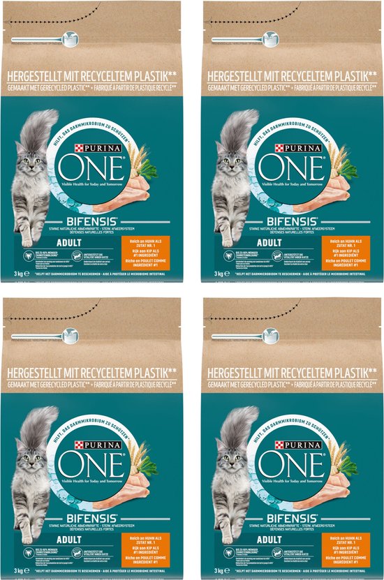 PURINA ONE ADULT KIP EN VOLKOREN GRANEN 4x7,5 KG