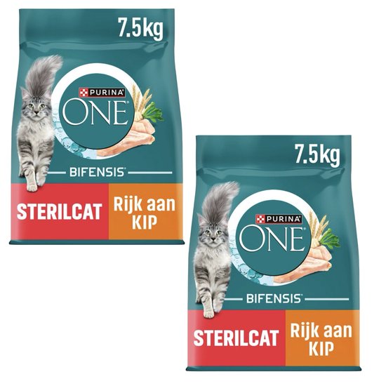 Purina One - Sterilcat Kip En Tarwe Kattenvoer 2 x 7,5 kg voordeelbundel