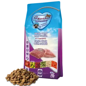 Renske Eend & Konijn 12 kg – Graanvrij hondenvoer met vers vlees