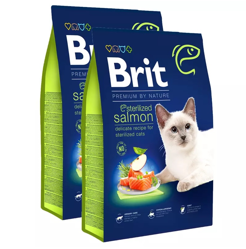 Brit Premium by Nature Cat - Sterilized Salmon 2x8 kg voordeelbundel (35,50€ per zak)